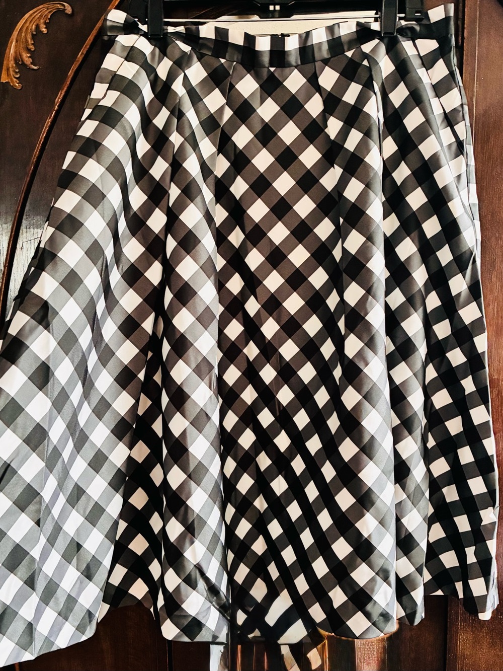 NWT. Talbots Black and White Gingham A-Line Women’s Skirt